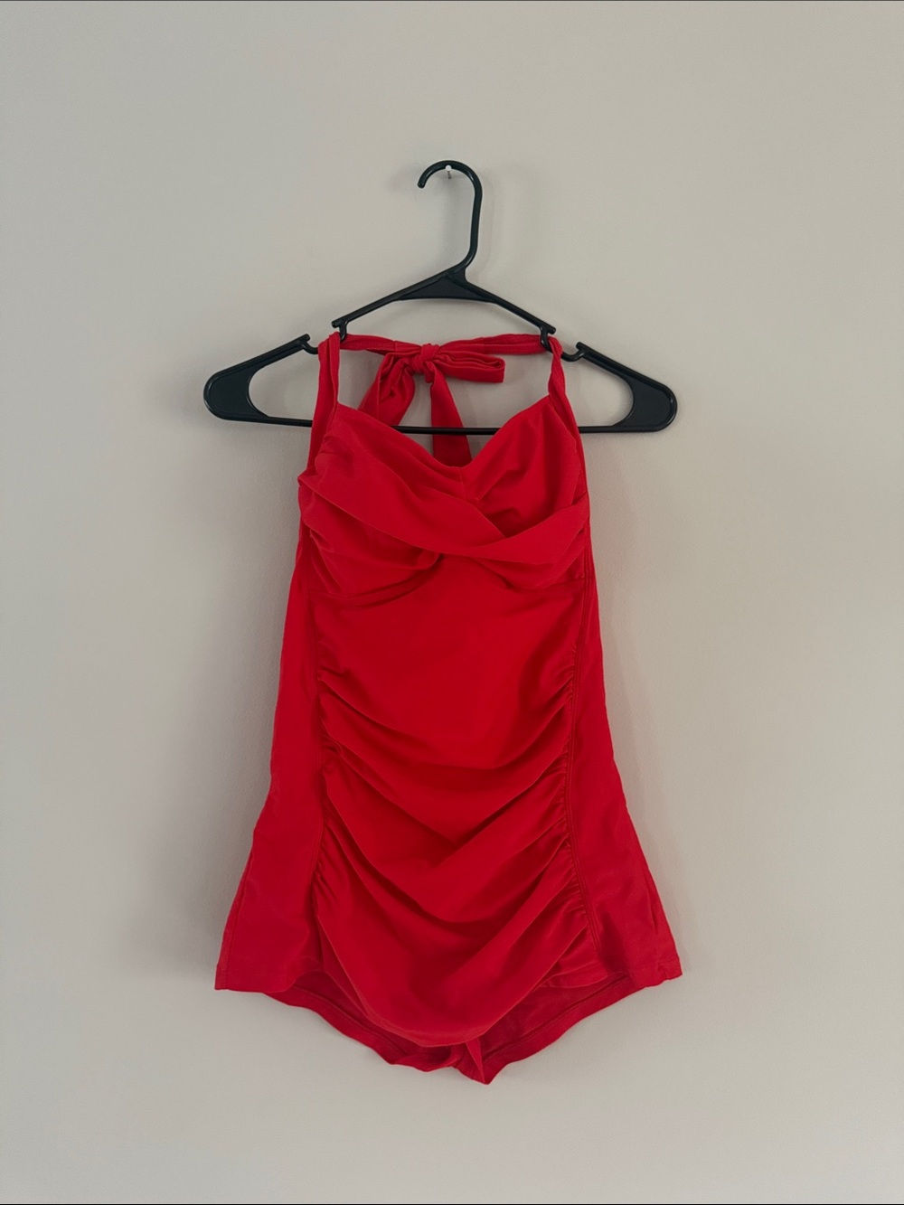 Red One-Piece Swimsuit with Halter Tie and Padded